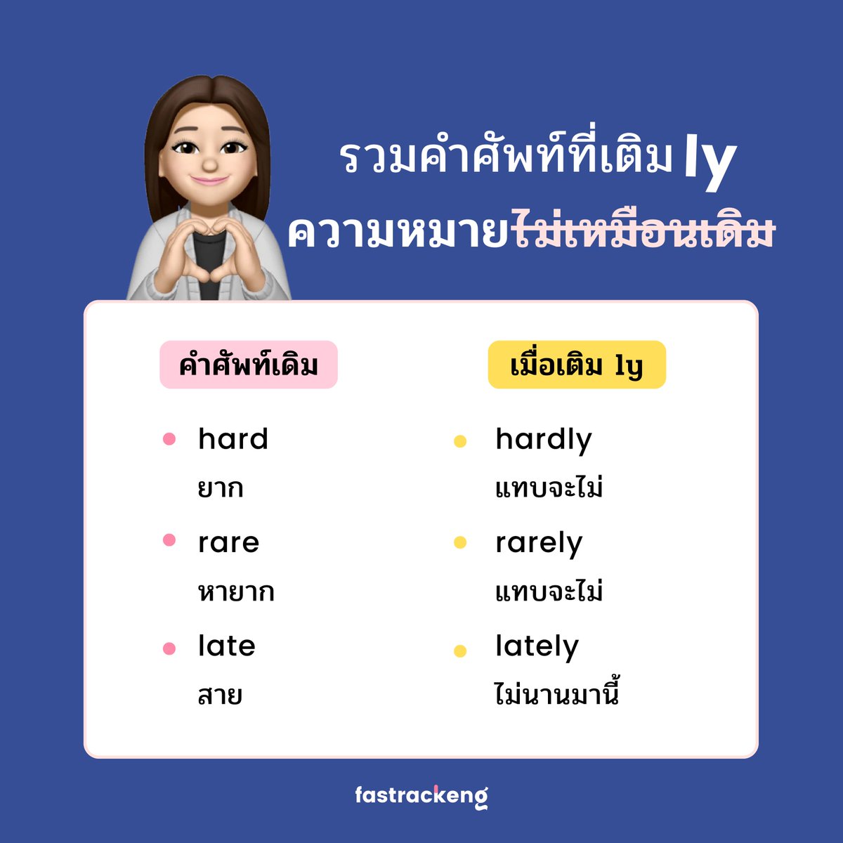fastrackeng_'s tweet photo. คำศัพท์เจอบ่อยที่เติม ly แล้วความหมายเปลี่ยน https://t.co/lOAPyWGlnH
