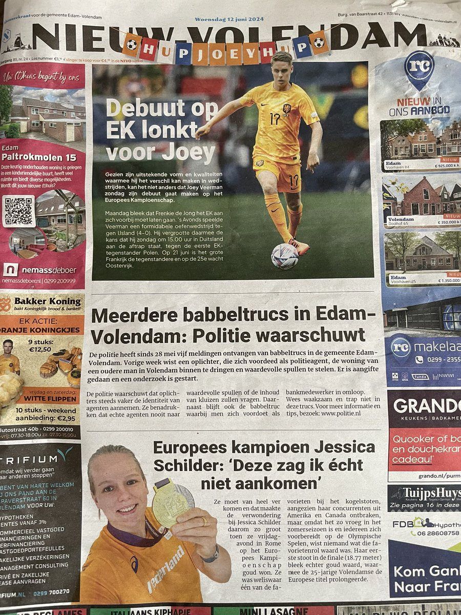 Dit zou de voorpagina zijn van je lokale krantje! 🤩 #trots #edamvolendam