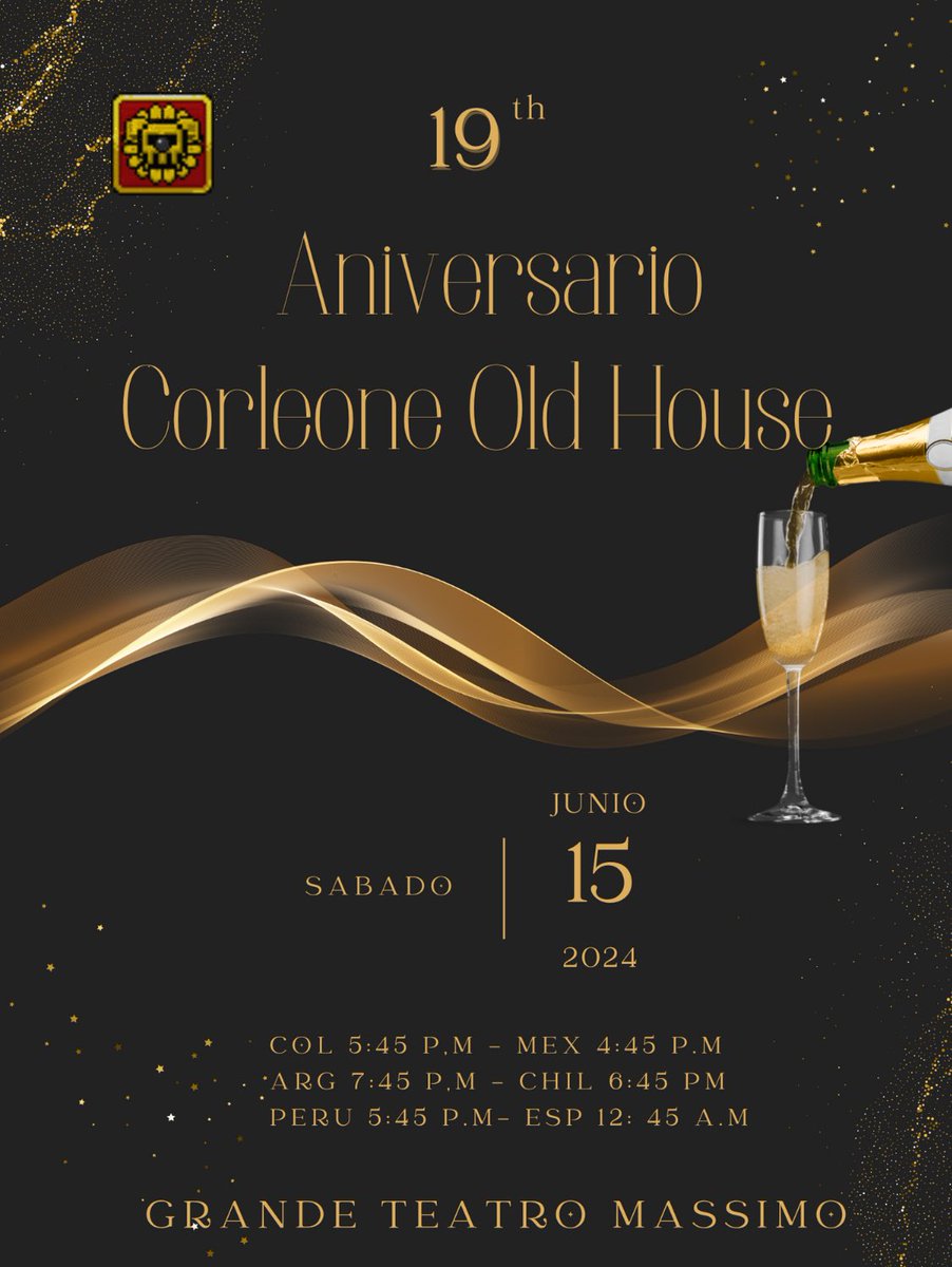 2005-2024

Familia Corleone Old House
Corporazione Corleone
Corleone Murder

Este sábado, l@s esperamos en el gran evento…

A punto de hacer historia…

*19 años de historia 

*4 años de actividad sin parar