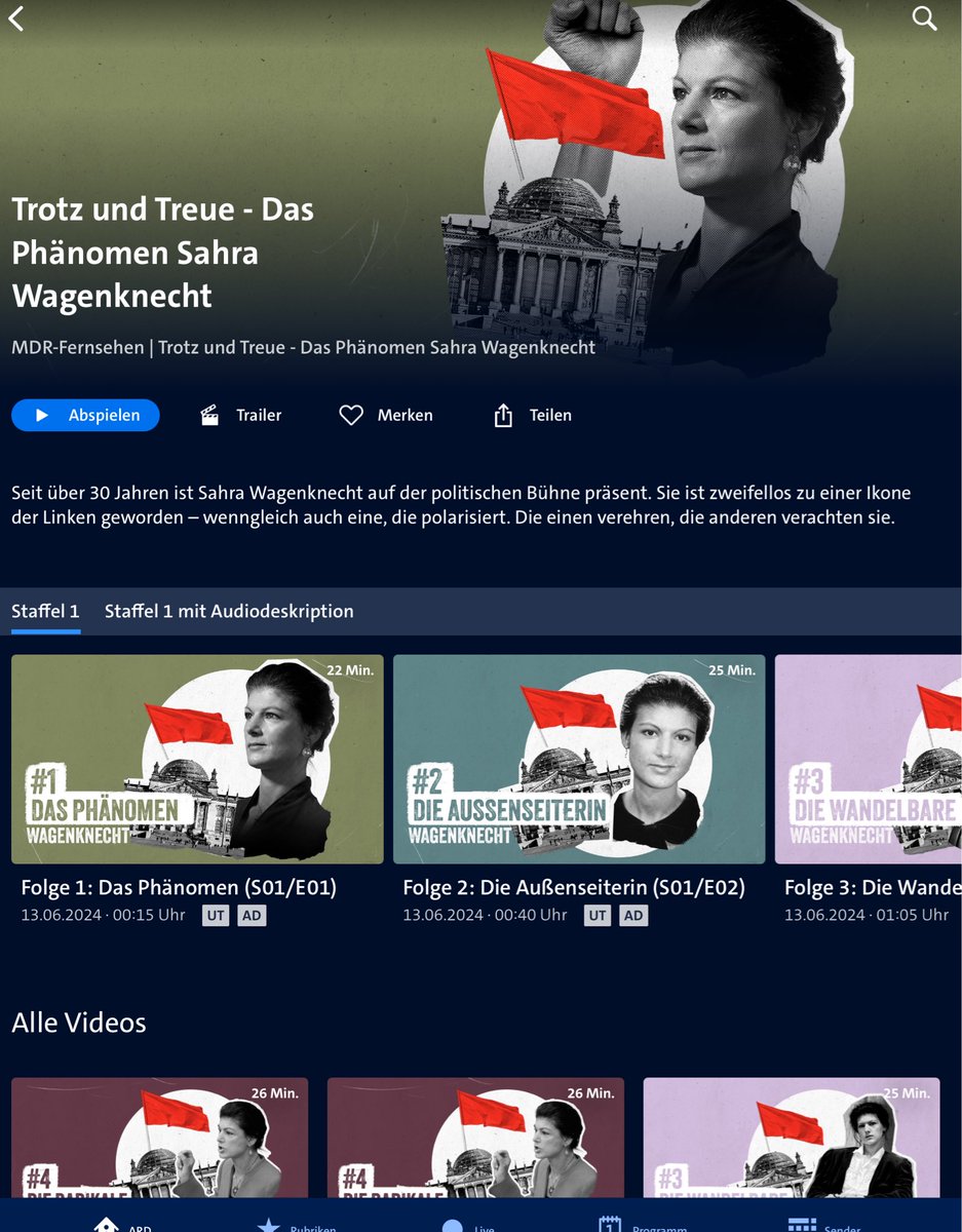 Mag sein, dass Wagenknecht tatsächlich der Illusion anhängt, in deutschen Landen eine poststalinistische Kopie von Giorgia Meloni werden zu können. Dass der MDR u andere TV-Sender der Ex-Kaderfrau der Kommunistischen Plattform dabei den Steigbügel halten, ist mehr als verstörend.