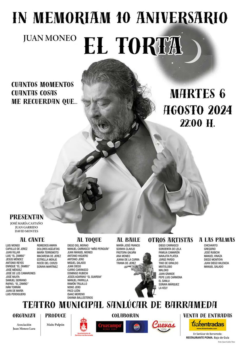 Abrumador tanto artista que se acuerda de Juan. Cartel histórico. #ElTortaVive