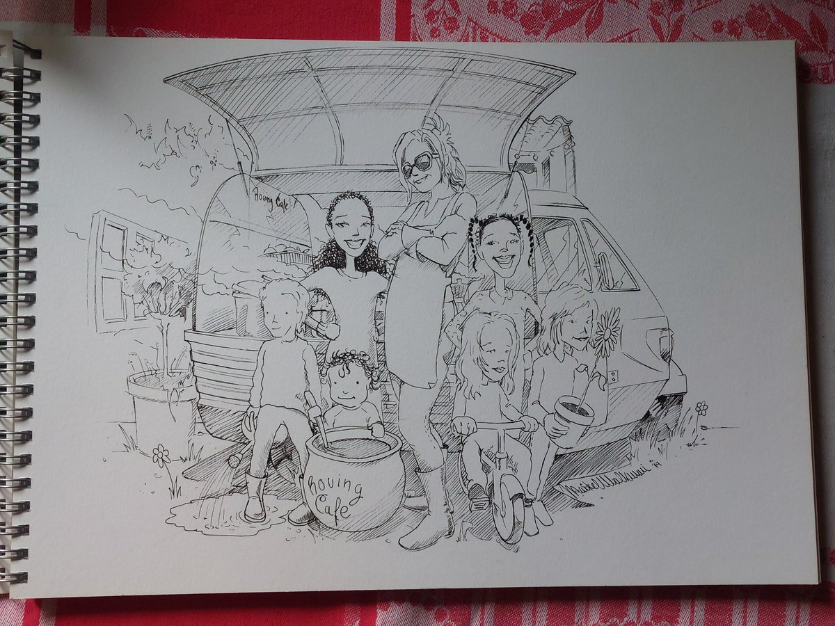 The original gorgeous Horrid Hayley drawing by @thewindowspainter 2018 @rovingcafeldn ..cooking with kiddies and having a bit of fun #obvs x Hayley  ps can you giggle too much!!

#cookingclass  #cookingwithkiddies  #boom