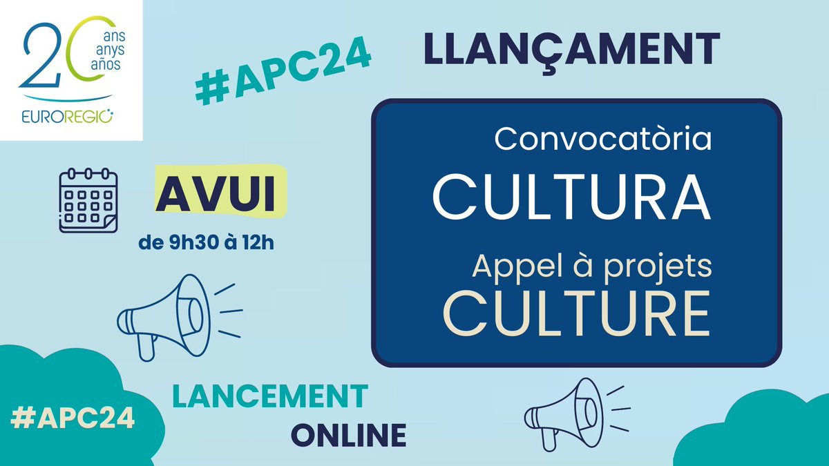 Euroregion's tweet image. 🚨📰 Estàs interessat en la 𝐂𝐨𝐧𝐯𝐨𝐜𝐚𝐭𝐨̀𝐫𝐢𝐚 𝐝𝐞 𝐩𝐫𝐨𝐣𝐞𝐜𝐭𝐞𝐬 #𝐜𝐮𝐥𝐭𝐮𝐫𝐚 euroregionals #APC24?  

📅 Participa ARA al 𝐰𝐞𝐛𝐢𝐧𝐚𝐫𝐢 𝐝𝐞 𝐩𝐫𝐞𝐬𝐞𝐧𝐭𝐚𝐜𝐢𝐨́ en línia!  

📝 Accès i inscripció: swll.to/convocatoria-o…