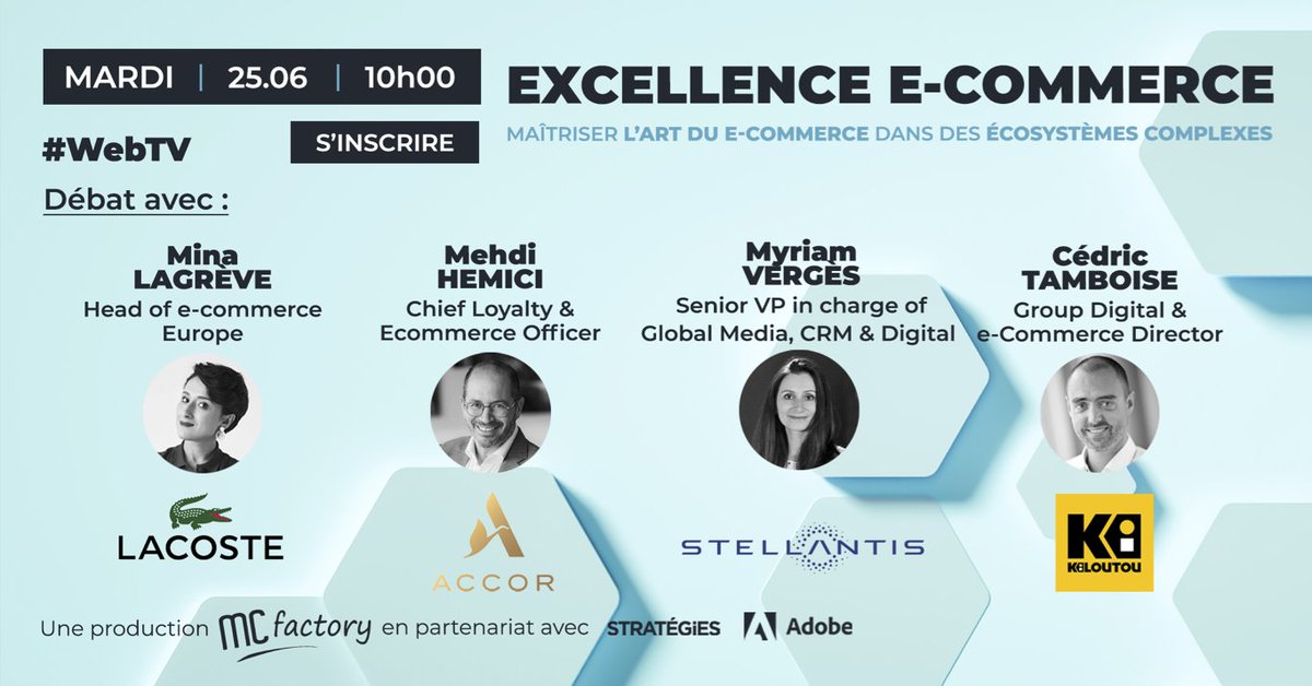 #TableRondeDuJour 🛒 #eCommerce dans des écosystèmes multi-pays et multi-marques : comment créer des expériences uniques et optimiser ses conversions ?

4 experts partageront leurs réflexions lors d'une table ronde <a href="/MC_Factory/">Majda CHAPLAIN</a> le 25/06 !

#CollaborationCommerciale #MCFactory_TV