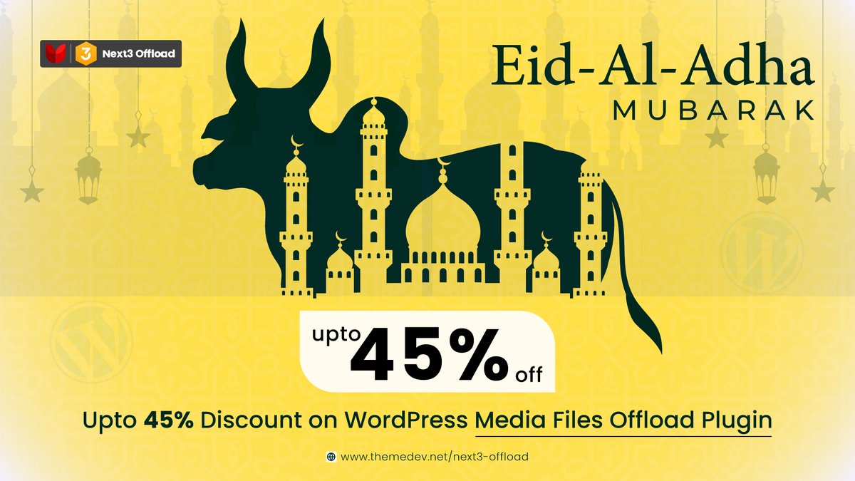 williamjhonson_'s tweet image. 🎉🌟 Eid Ul Adha Festival Exclusive Offer! 🌟🎉
Celebrate the joyous occasion of Eid Ul Adha with Next3 Offload! 🕌✨ For a limited time only, enjoy up to 45% OFF
👉 Learn more: themedev.net/next3-offload/
#WordPress #Plugin #MediaOptimization #Next3Offload #WebsiteSpeed
