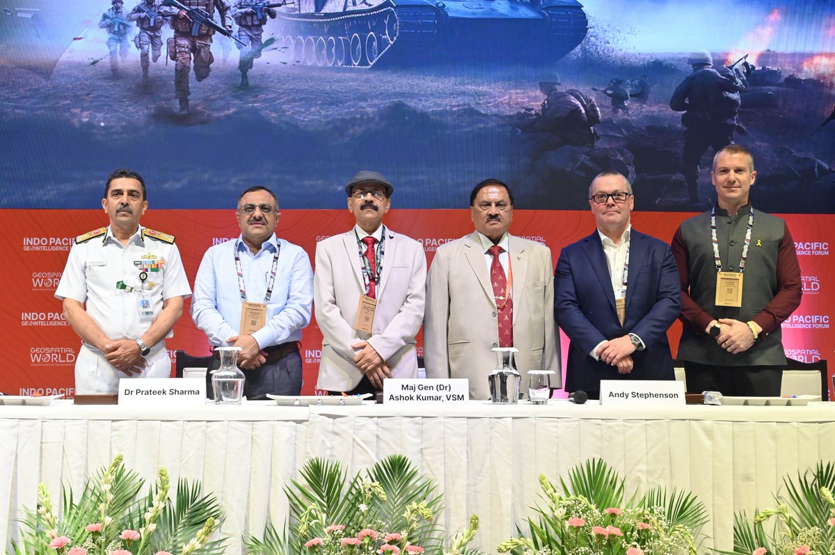 geospatialworld's tweet photo. #IPGF2024 | Plenary 1 at the Indo-Pacific Geointelligence Forum 2024 had an insightful discussion on how Geospatial Technology is essential in boosting Indo-Pacific Regional Security.
The esteemed panel members included
Vice Admiral LS Pathania, Chief Hydrographer, Govt of India
Dr Prateek Sharma, Vice Chancellor,@dtu_delhi
Major General Dr Ashok Kumar, @CENJOWS
Andy Stephenson, Senior VP, @BlackSky_Inc
Lt Colonel Gil Elamalem, @IsraelinIndia
#Geointelligence #SpaceExploration #GeoIntelligence #IndoPacificGeoIntel2024 #IndoPacific #IndoPacificGeointelligenceSummit2024 #DefenceandIntelligence #CyberWarfare