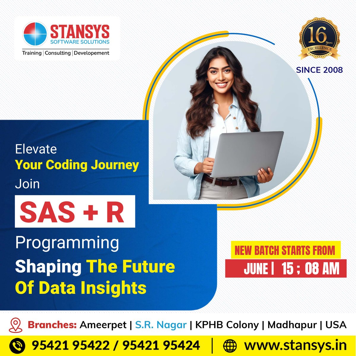Stansys_SAS's tweet image. Join our SAS + R Programming course starting June 15th at 8am to enhance your coding skills and shape the future of data insights. 
Join Us Now: 95421 95422 / 95421 95424.
Visit:stansys.in
#sasprogramming  #stansyssoftwaresolutions #stansys #srnagar #hyderabad