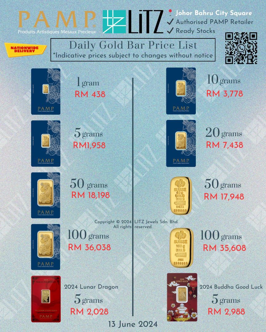 🎊 *Buy Now Pay Later* with Interest-Free Installments using *Grab Paylater* and *Shopee Paylater*. 
Grab PAMP 1 gram gold bar at *RM438* . Bundle Deals available . 
Gold bars price *SAME AS* Shop🎉
litz.store/t/Pamp
🚚 *Malaysia* and *Singapore* Insured Delivery Services