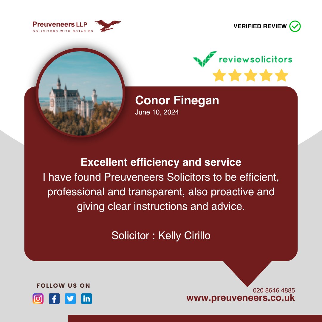 PreuveneersLLP's tweet image. "Thank you, Conor, for your review! We always strive to provide the best service. 🙌✨ #CustomerAppreciation #BestService"