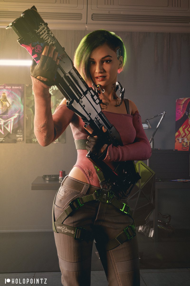 Judy and her Mox shotgun she gives to V Cyberpunk2077 JudyAlvarez https:...
