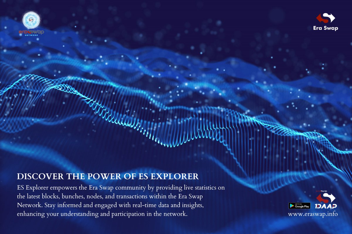 BetDeEx's tweet photo. #ESExplorer empowers the Era Swap community by providing live statistics on the latest blocks, bunches, nodes, and transactions within the Era Swap Network. Stay informed and engaged with real-time data and insights, enhancing your understanding and participation in the network. https://t.co/HwvZWAxPia