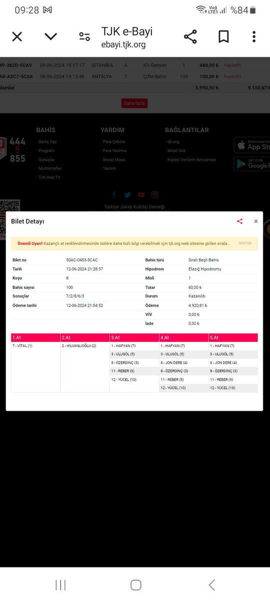 Elazığ sıralı beşli bahis günü kurtardık