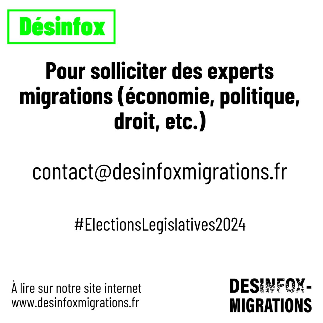🚨 Desinfox-Migrations se tient à disposition des journalistes pour proposer des experts contredisant les propos du RN sur les questions de migration

🏗️ [Work in progress] 
Nous préparons également des documents avec les arguments démontant leur discours sur les migrations