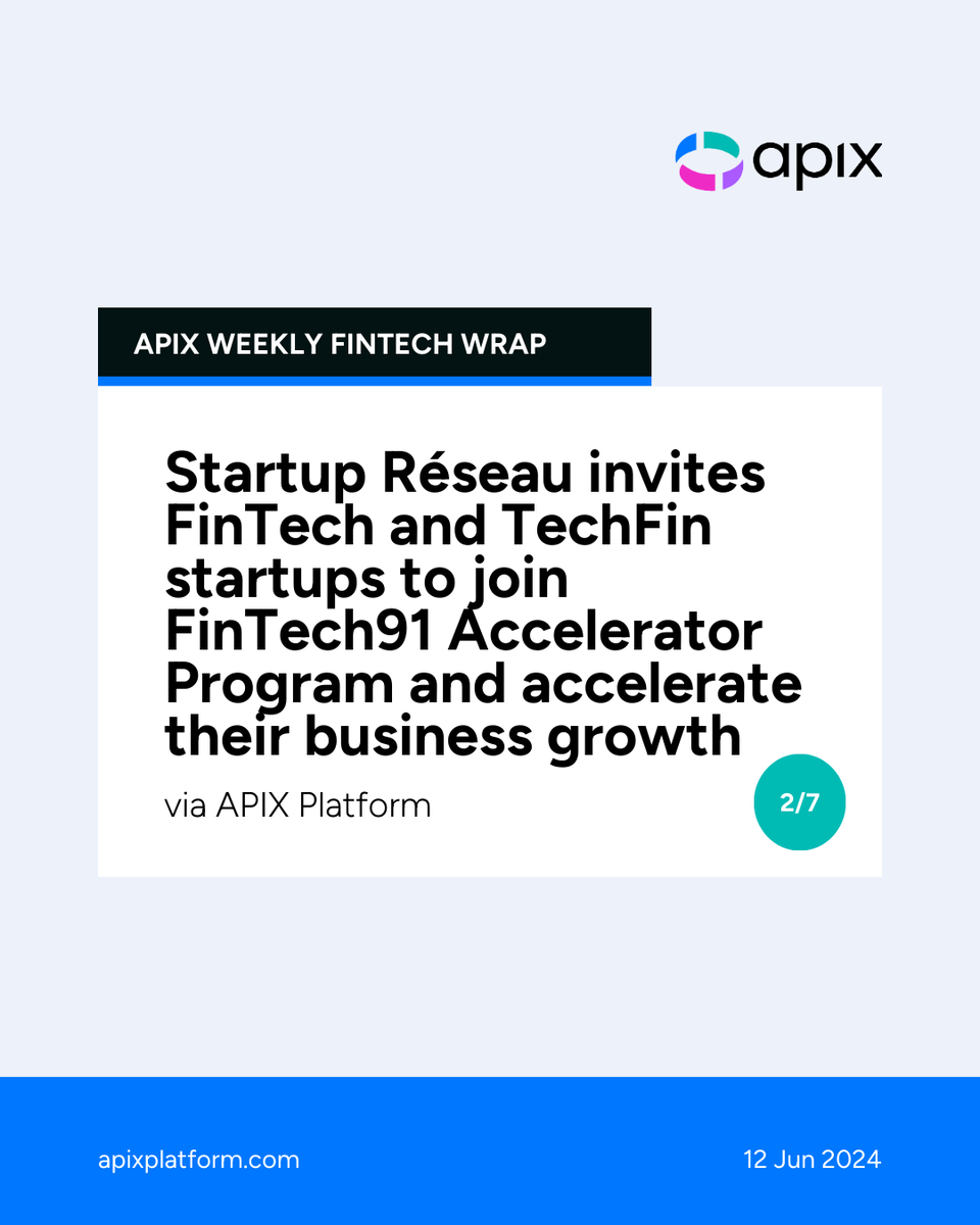 APIX_Platform's tweet image. 🙋🏻 @Startup_Reseau welcomes #FinTech and #TechFin startups to join FinTech91 Accelerator Program to accelerate their business
Learn more: bit.ly/3xlzv1C

#Sandbox #Startups #Growth