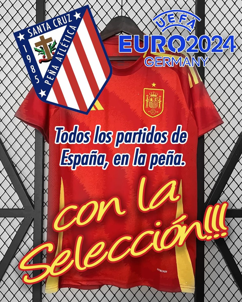 PA_SantaCruz's tweet photo. 🔴🟡‼️ SOMOS DE LA ROJA‼️🔴🟡

📌 Nuestra peña apoya a la Selección Española de Fútbol en esta Eurocopa y para no perdernos ningún partido y disfrutar juntos de nuestra selección, abriremos  los días que juegue España.

🇪🇸🇪🇸 A POR TODAS🇪🇸🇪🇸 https://t.co/GygC472bG1