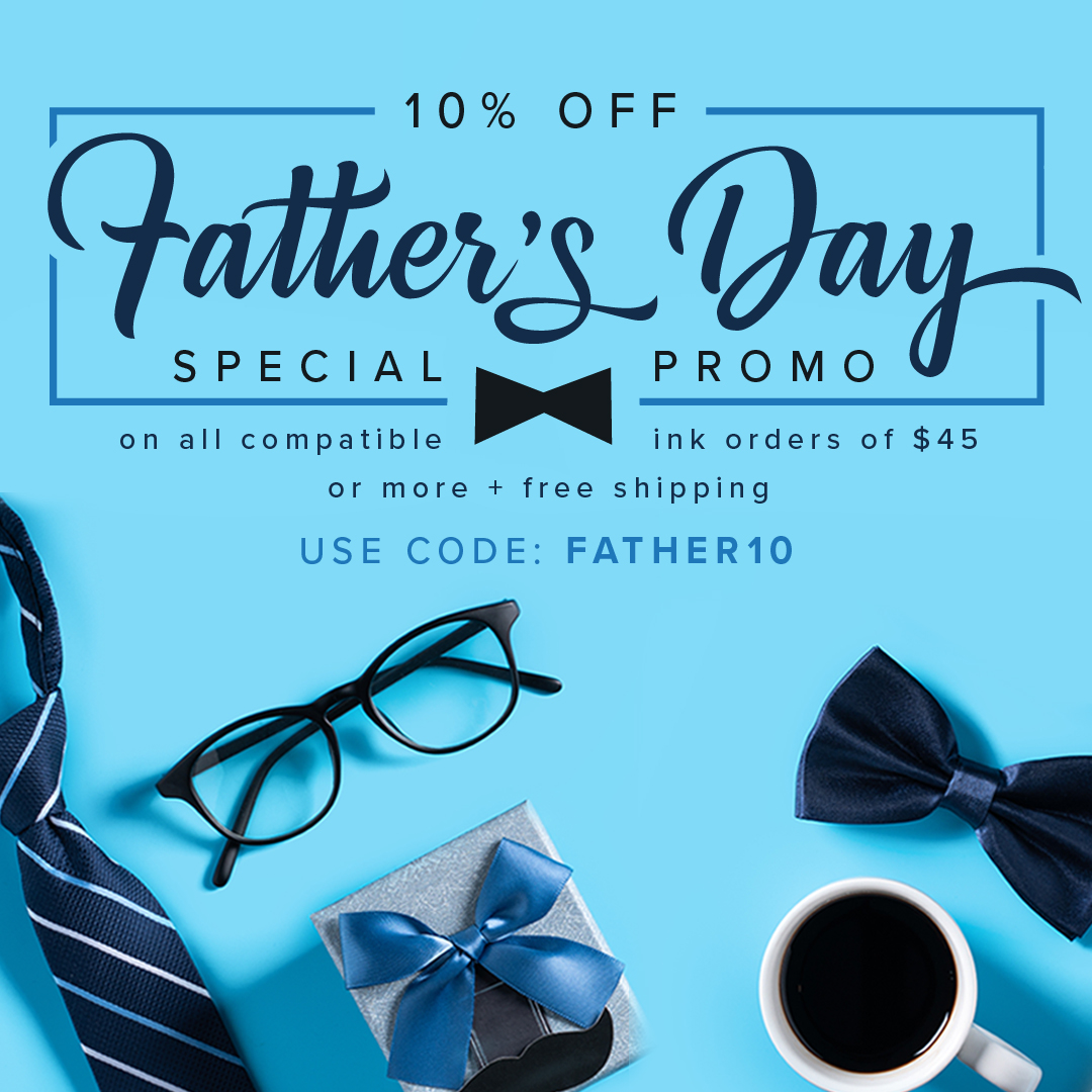 Lainks_com's tweet image. 10% OFF 

Father's Day SPECIAL PROMO

on all compatible ink orders of $45 or more + free shipping

USE CODE: FATHER10

🌐 - bit.ly/4ehnefj

#lainks #fathersday #fathersdaysale #fathersdaygifts #fathersdayspecial #cartridge #topselling #OEMcartridge #ink #toner #OEM