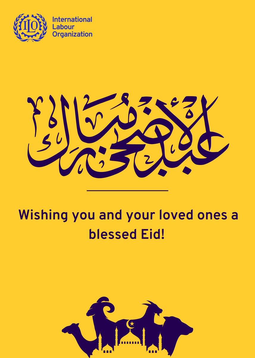 ILOQatar's tweet photo. The @ilo team in Qatar 🇶🇦 wishes everyone a blessed Eid al Adha. 

The Office will be closed on 16-19 June 2024. https://t.co/m10LgbAT7q