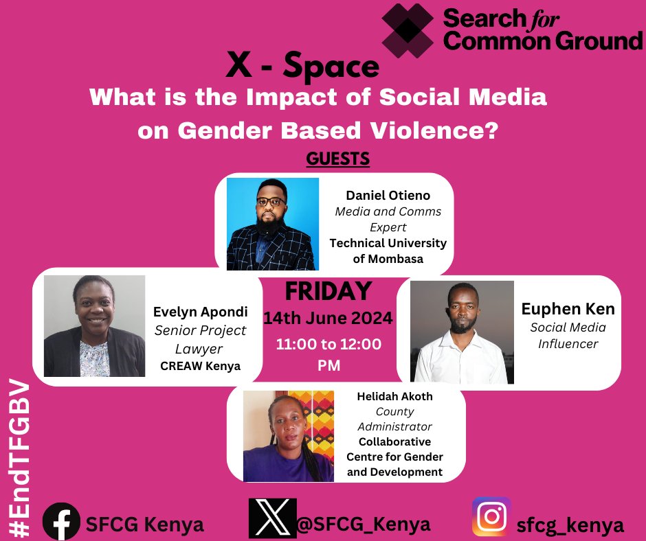 Join us tomorrow on X- Space.

What is the Impact of Social Media on Gender Based Violence?
 
Keep this as a reminder.

x.com/i/spaces/1lDxL…