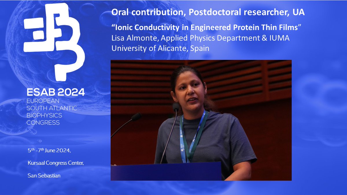 eProt FET Open Project (@eprot_project) on Twitter photo Last Friday, at <a href="/ESAB2024/">European South Atlantic Biophysics Congress 2024</a>, Lisa Almonte, researcher at @UA presented an Oral Contribution "Ionic Conductivity in Engineered Protein Thin Films" showing latest results of <a href="/eProt_Project/">eProt FET Open Project</a>
#conductivity, #proteins, #science Last Friday, at <a href="/ESAB2024/">European South Atlantic Biophysics Congress 2024</a>, Lisa Almonte, researcher at @UA presented an Oral Contribution "Ionic Conductivity in Engineered Protein Thin Films" showing latest results of <a href="/eProt_Project/">eProt FET Open Project</a>
#conductivity, #proteins, #science