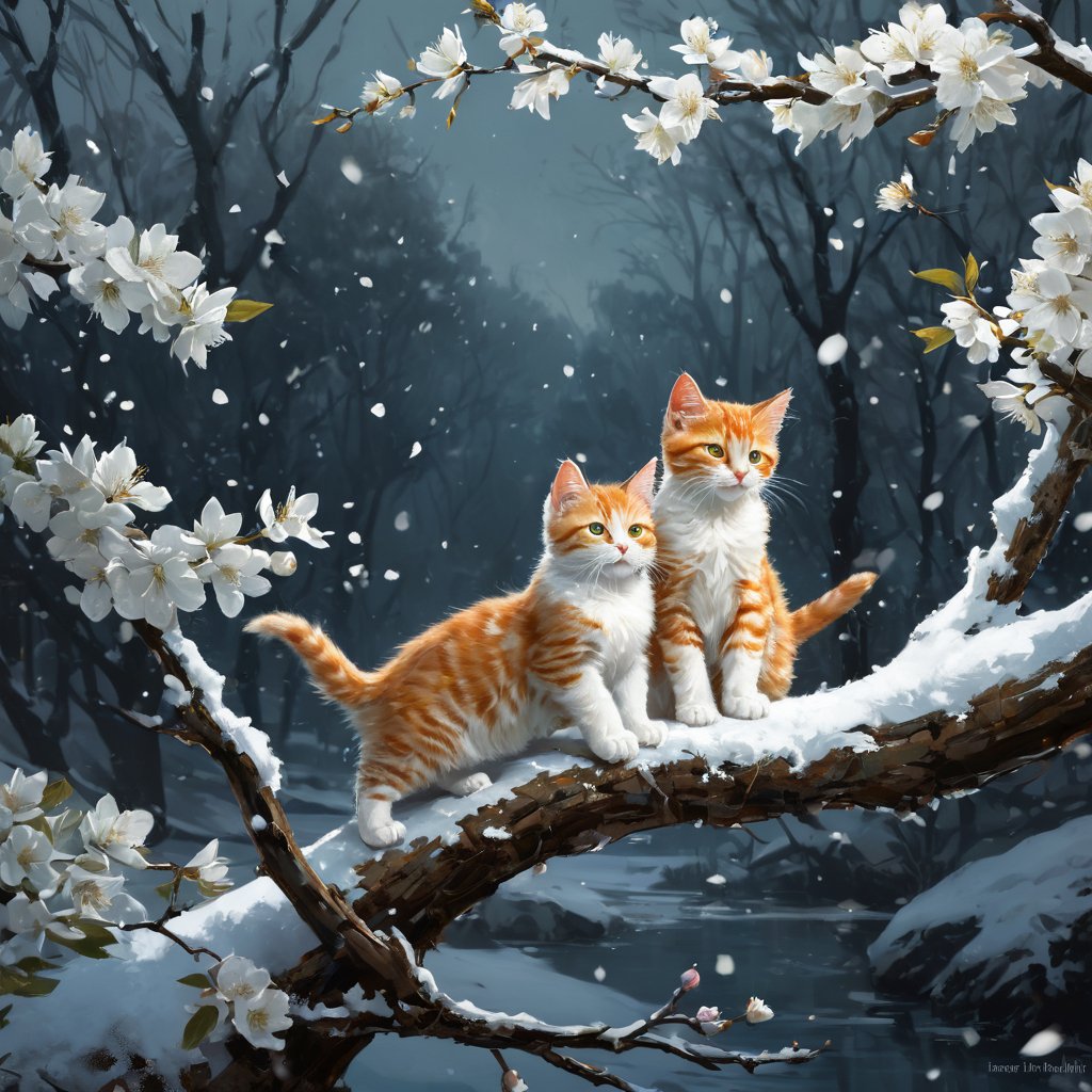 dainiusex7's tweet photo. Snow-Kissed Adventure: Feline Friends Amid Blossoms
#kittens #cats #winterwonderland #snowyscene #gingerkittens #digitalart #animalart #winterart #cuteanimals #natureart https://t.co/FXG4Tp8SB6