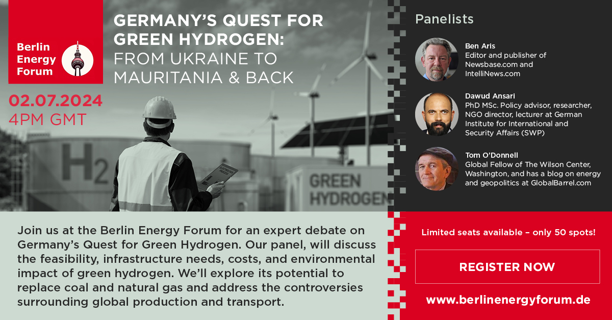 Join us at the Berlin Energy Forum on July 2 4 PM, for a debate on Germany’s Green Hydrogen quest! 

with Dawud Ansari (SWP)

we'll cover feasibility, costs, infrastructure, and environmental impact. 

 berlineenergyforum.de/register 

#GreenHydrogen #EnergyTransition #BerlinEnergyForum