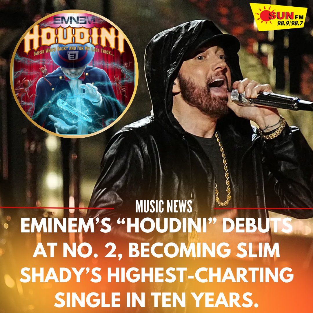 sunfmlk's tweet image. Eminem's new single "Houdini" is proving he's still at the top of his game, debuting at No. 1 on the Billboard Global 200 and more! After 25 years since "My Name Is," he's reminding everyone of his enduring impact. 🎤✨ #Eminem #Houdini #ChartTopper #25YearsStrong