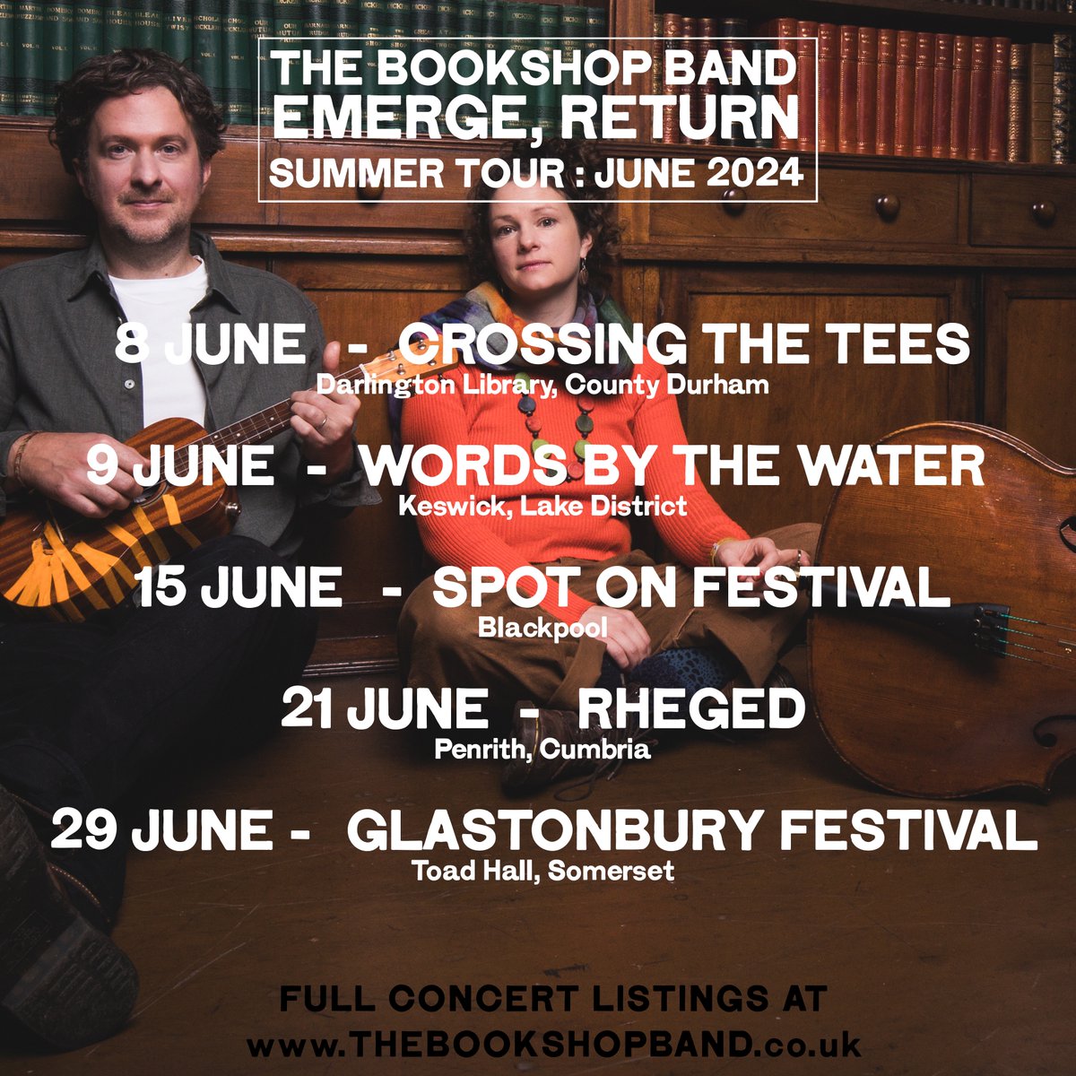 TheBookshopBand's tweet photo. Beth and I are on tour this summer - here's our end of June through to July dates, England over the summer, and the rest of UK to come :) This page even has a tour map! https://t.co/V4KXwueoVs #bookslover #NewMusic2024 @shaunwkeaveny #folk https://t.co/BUvurdvMEU