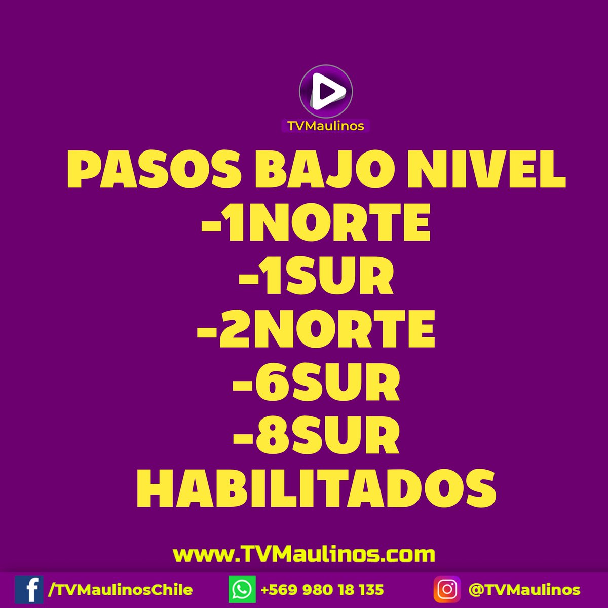 TVMaulinos_'s tweet photo. ESTÁ PASANDO/ Ante las reiteradas consultas del estado de los pasos bajo nivel en Talca, les informamos que están todos habilitados.
Aunque algunos de ellos con acumulación de agua como el de la 2 Norte, pero se puede transitar con precaución. https://t.co/QKBcd9dmRU