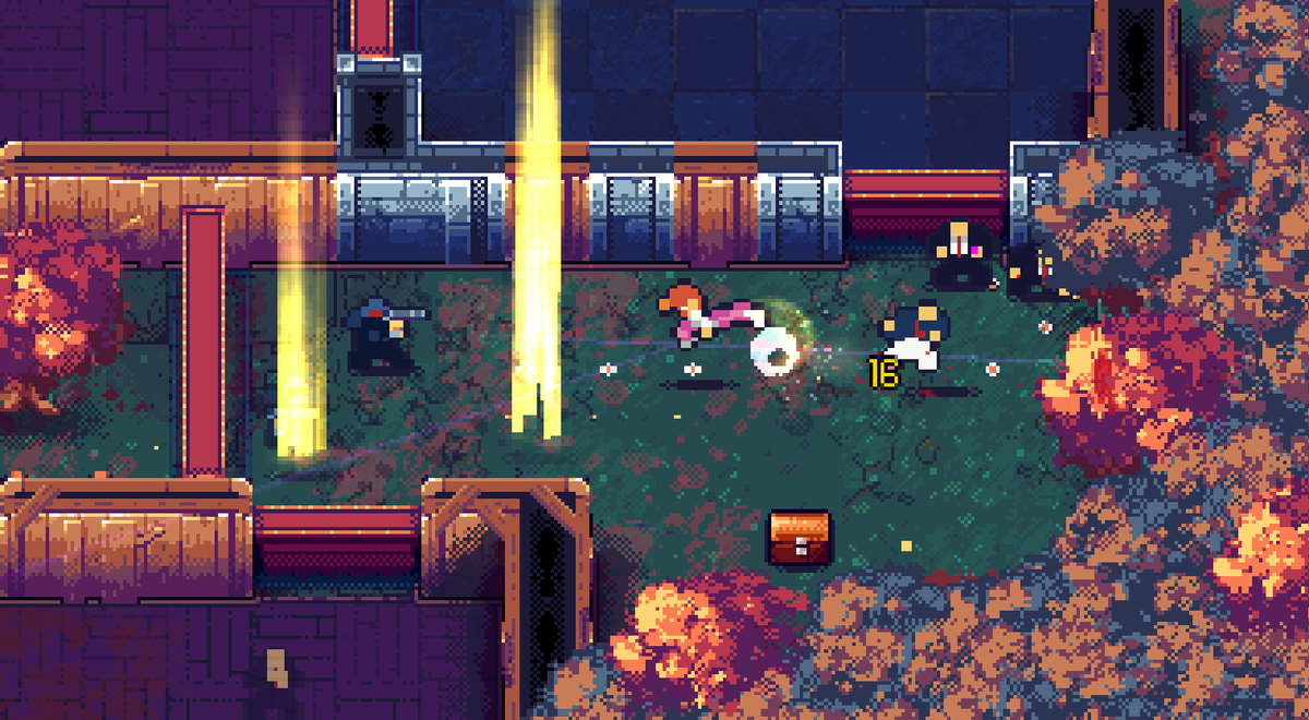 deepnightfr's tweet photo. Show me the progressive development of your game in four pictures. Here's Tenjutsu, from early game jam prototype, to post-compo version (never released), and to the latest builds for @devolverdigital trailer (https://t.co/lLeNMyPloT) https://t.co/aNh2s3oA71