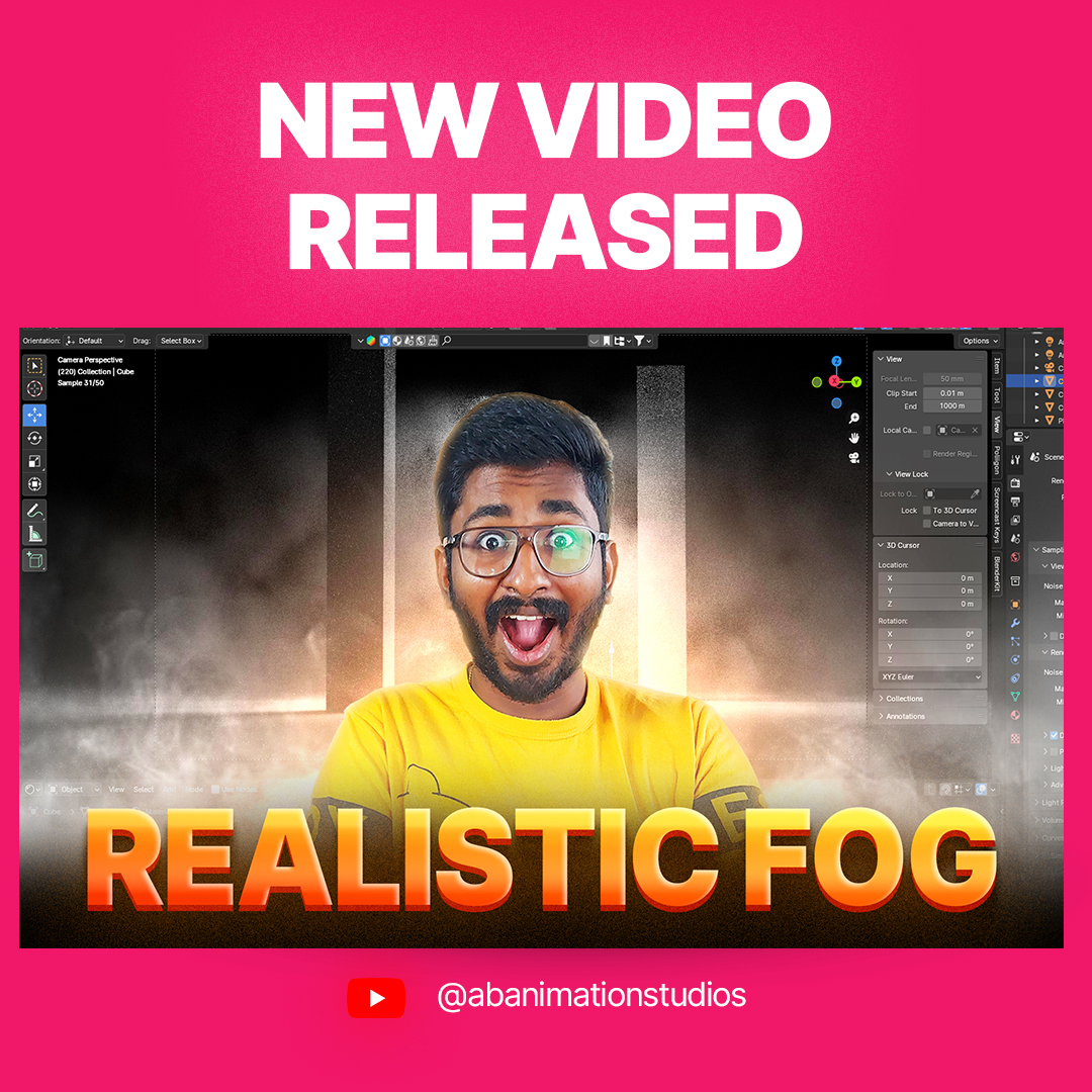ab_animations's tweet photo. How to Add Realistic Fog in Blender ⚡ https://t.co/CRSKj0Zdx7
Learn how to add realistic fog effects in Blender with this step-by-step tutorial. Perfect for enhancing your 3D scenes!

#blender #bms #tamil #tutorial #abchamps #abanimationstudios #render #digitalart #dmodeling https://t.co/nJxen3Wp9W