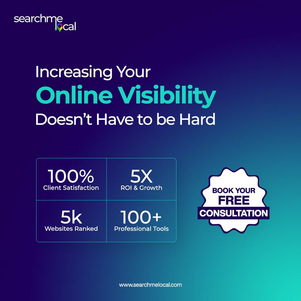 SearchMeLocal's tweet photo. Increasing your online visibility is not hard anymore.
You just need the right #SEO_agency to do it for you. SearchMeLocal is your top choice if you wish to rank on Google page 1.
Call our SEO experts to book your free consultation!
Visit: https://t.co/opjm2dcNgT

#SEO #SEOAgency https://t.co/aAeGvrFr26