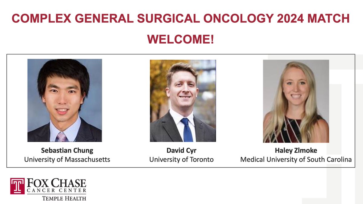 Fox Chase Surgical Oncology (@foxchasesurgonc) on Twitter photo Extending a very warm welcome to the newest members of our <a href="/FoxChaseCancer/">Fox Chase Cancer Center</a> family! <a href="/SocSurgOnc/">Society of Surgical Oncology</a> <a href="/SebastianChung0/">Sebastian Chung</a> <a href="/HaleyZlomke/">Haley Zlomke</a> Extending a very warm welcome to the newest members of our <a href="/FoxChaseCancer/">Fox Chase Cancer Center</a> family! <a href="/SocSurgOnc/">Society of Surgical Oncology</a> <a href="/SebastianChung0/">Sebastian Chung</a> <a href="/HaleyZlomke/">Haley Zlomke</a>