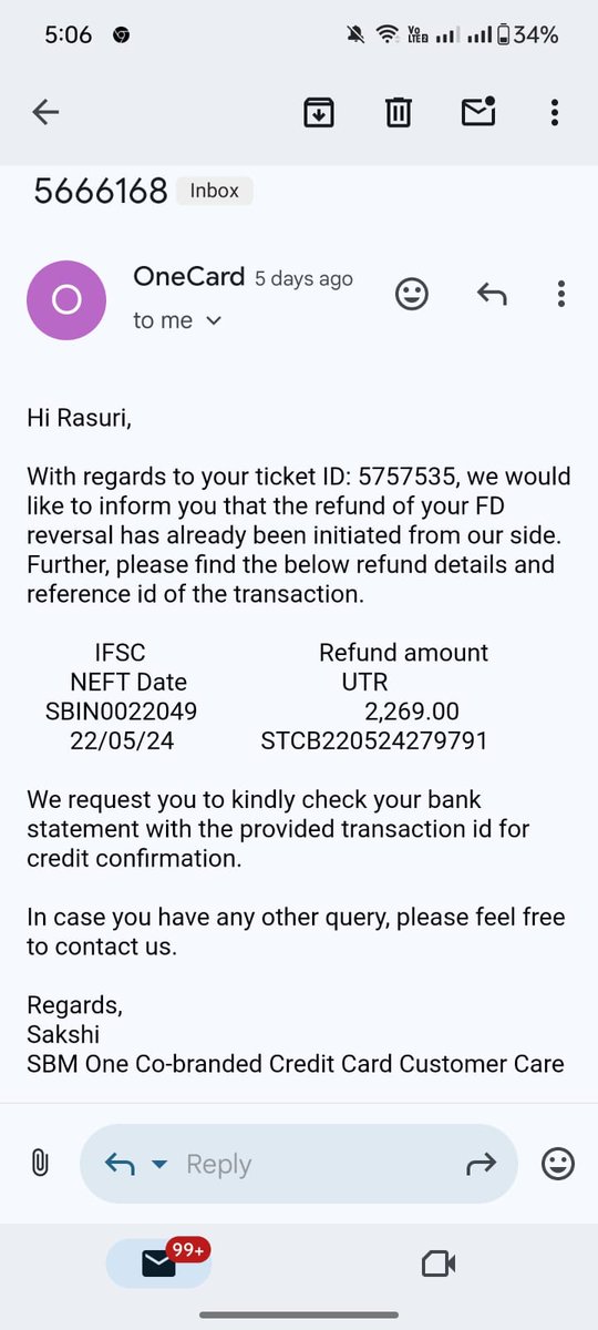 Bheem201's tweet photo. @OneCardHelp 
@GetOneCardIN
I have blocked my one card 
Refund not yet received.
No proper response from customer care .
Worst services #OneCard
#SBMBank. https://t.co/B7v7PwiCaE