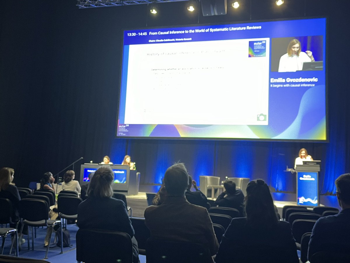 KragstrupTW's tweet photo. The second @EMEUNET Presents session now ongoing in A8.1 at #eular2024.

From causal inference to the world of systemic literature reviews.

🎤: Emilia Gvozdenovic.

It begins with causal inference.

🪑s: @CCobilinschi and @victoriakonzett.

Session convenor: @MdH42715285. https://t.co/J9vTU24cAd