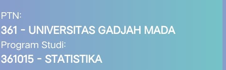 Ziaaaa_____'s tweet photo. Alhamdulillah lolos pilihan 1 utbk😻😻
Statistika UGM, terimakasih telah menerima cintaku😻😻💙💙 https://t.co/HkTKZgITMI