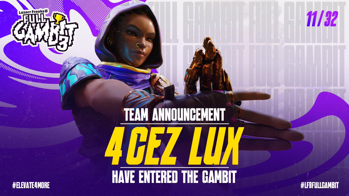 ‼️NEW TEAM ANNOUNCEMENT‼️

<a href="/4cezEsports/">4ceZ.Esports</a> have entered the Gambit🃏

📅June 14th – 16th
💰$1,200 Scaling Prize Pool
🎟️ Registration: $50
‼️REGISTRATION ENDS AT MIDNIGHT‼️
battlefy.com/lazerrfreeks8/…