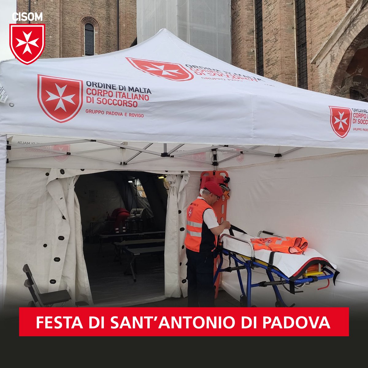 CIS0M's tweet image. In occasione della Festa di Sant&apos;Antonio di #Padova, il #CISOM è pronto ad assicurare assistenza sanitaria  attraverso:
🏥1 Posto Medico Avanzato
💉1 Ambulatorio con Anestesista Rianimatore
🚑1 Ambulatorio Mobile
🩺2 squadre medicalizzate
⛑️5 squadre di soccorritori avanzati
