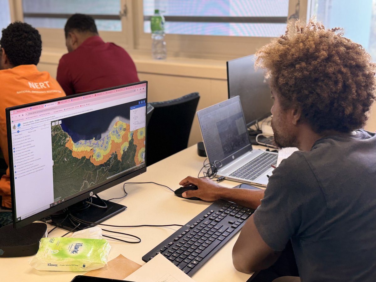 UNOSAT's tweet photo. We are overjoyed with today's vibrant and dynamic session with our amazing participants in the Solomon Islands during UNOSAT's Geospatial Decision Support System training! Your energy and active involvement were off the charts! 🚀🌍 #UNOSAT #Geospatial #Training #SolomonIslands https://t.co/2EaP44MUD4