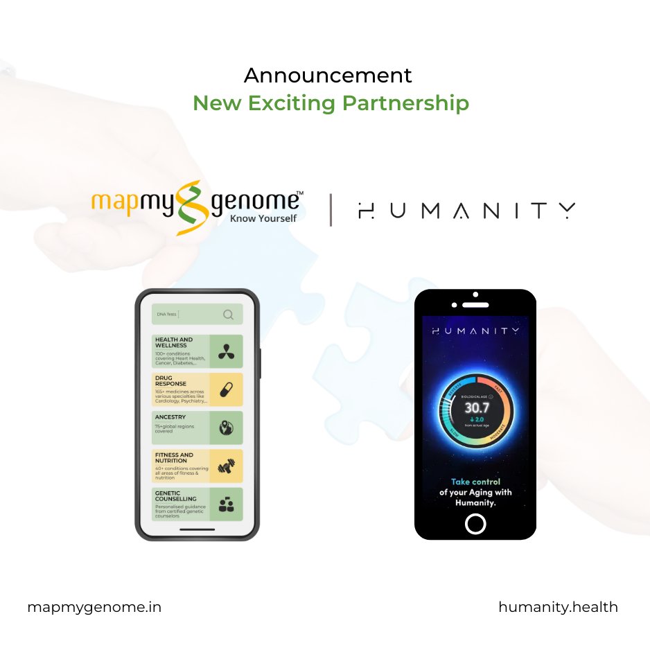mapmygenome's tweet photo. Exciting news!
Mapmygenome is partnering with Humanity Health to enhance genetic and aging health.

Discover more and download the app today! 
Download: https://t.co/V8a47ZBOBf

#Mapmygenome #HumanityHealth #GeneticHealth #AgingWell #Knowyourself #MapmygenomeHumanityhealth #GeneticInnovation #HealthyAging #GeneticWellness #AgingInnovations #AgingWell #Partnership #HealthInnovation #TechForGood #HealthyLiving #FutureOfHealth #HealthJourney #TechForHealth #Wellness #Science #GeneticInnovation #DNA #Genes