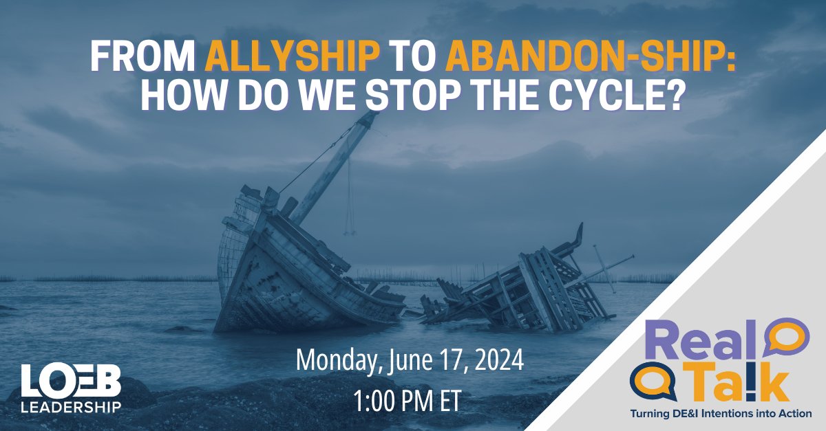 LoebLeadership's tweet image. Join us on June 17th for a powerful conversation on allyship in the workplace! Our next Real Talk webinar, "From Allyship to Abandon-ship," will dive into the complexities of sustaining genuine support and preventing tokenism. Register now! #Allyship #DEI
zurl.co/ez6i