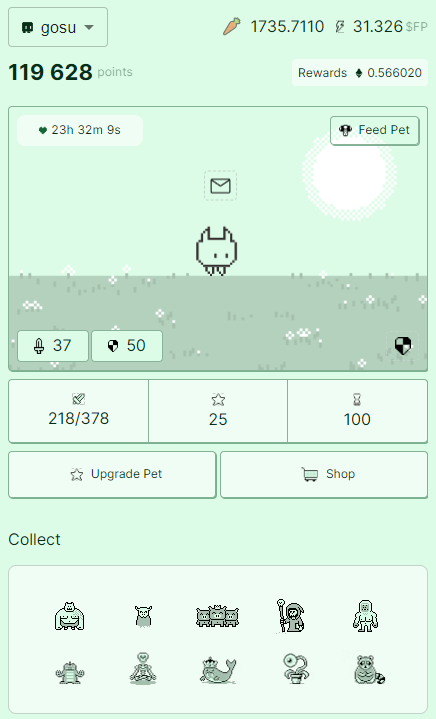 trippintwitch's tweet image. I have now been playing @frenpetonbase for 100 days, collected all the bosses on a few pets and can&apos;t wait to see what devs have in store next!