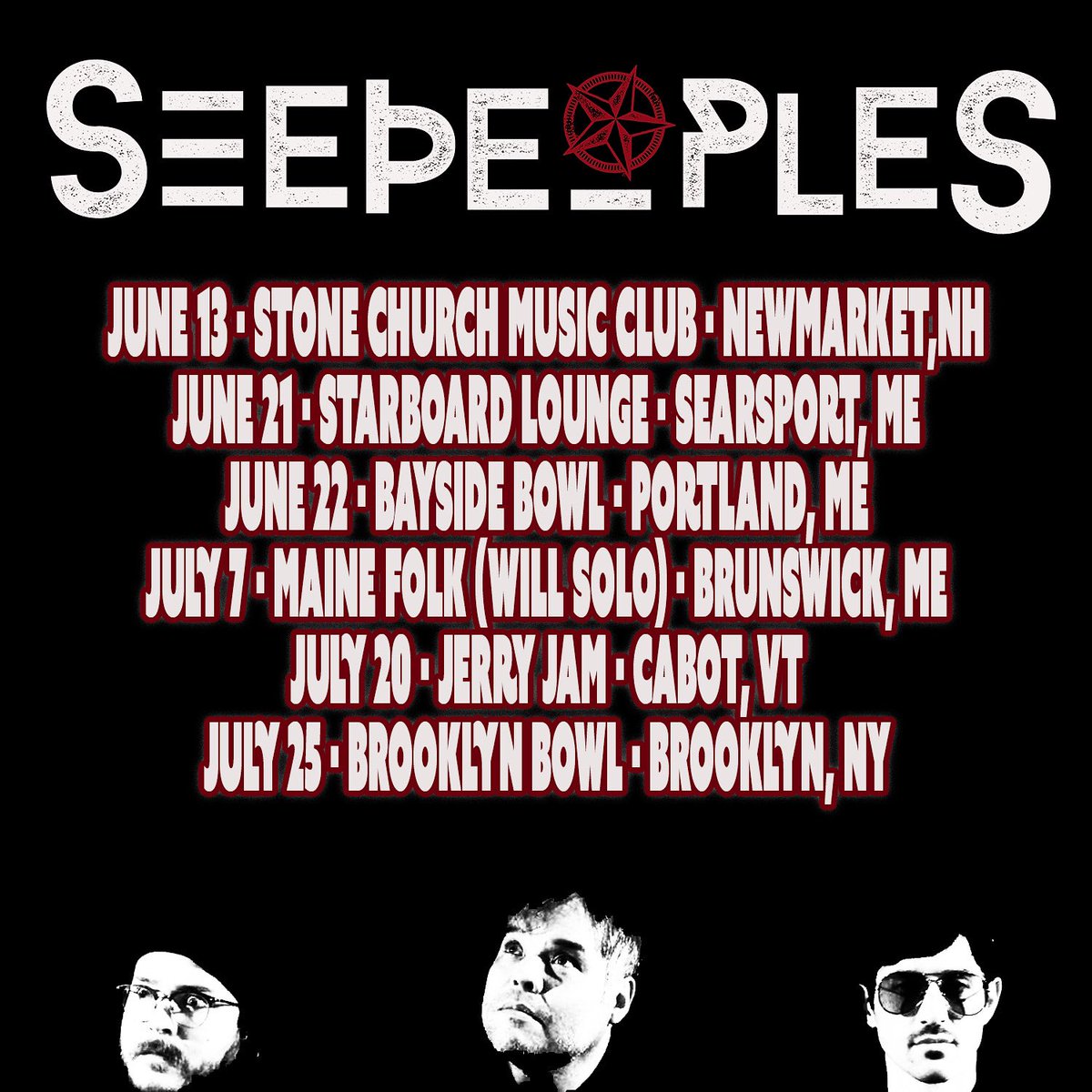 Seepeeps's tweet image. Run of shows starts 2nite (6/13) at @The_StoneChurch #newmarket 

Info | tix link@: solo.to/seepeoples

6.21 #heysailor #searsportmaine

6.22 #baysidebowl #portlandmaine w/ #bellasbartok 

7.7 #mainefolk Will Solo

7.20 #jerryjam 

7.25 @brooklynbowl w/ @kulashaker