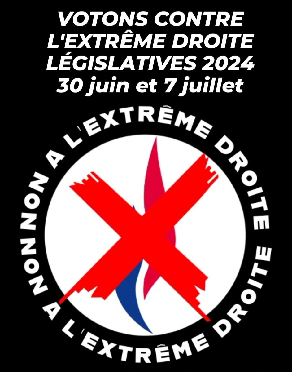 TOUS ENSEMBLE CONTRE L’EXTRÊME-DROITE 🗳️

Allez voter. Dites à vos ami·e·s d’aller voter. Faites des procurations si vous n’êtes pas là. 
Chaque voix compte. 🗣️🗳️