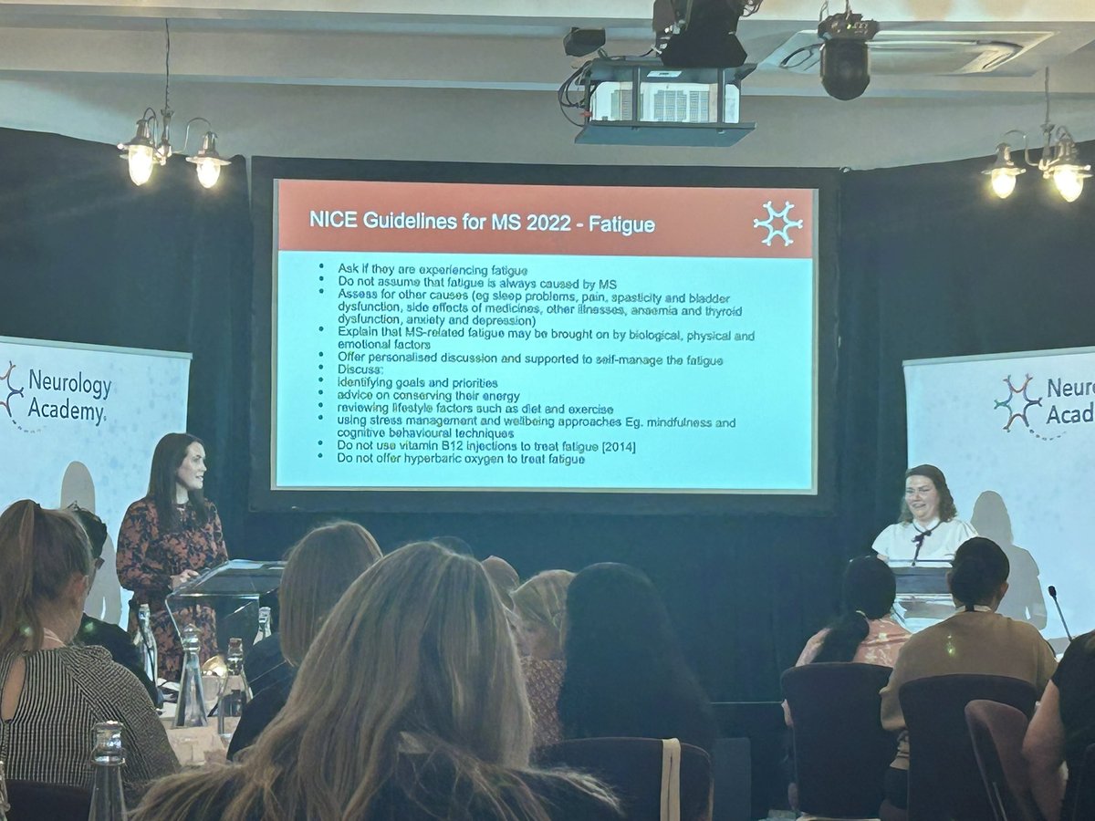 Listening to Anna Sprigings and <a href="/Joanna53840778/">Joanna Rutkowska-Wheeldon</a> discuss management of fatigue and pain for people with #MS from the #occupationaltherapist and #neurophysio viewpoint! <a href="/TheNeuroAcademy/">Neurology Academy</a> <a href="/DrWBRO/">Wallace Brownlee</a>