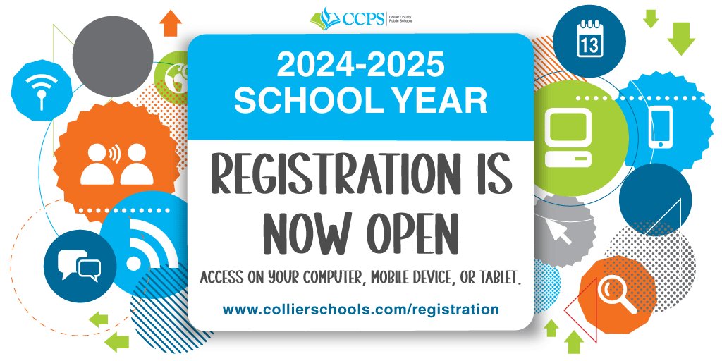 IMPORTANT: Parents needing to register a child for school should plan to do so by July 15 in order to have their child start on the 1st day of school: collierschools.com/registration. As we get closer to the new SY, processing times increase &amp; can cause delay. #CCPSFamiily