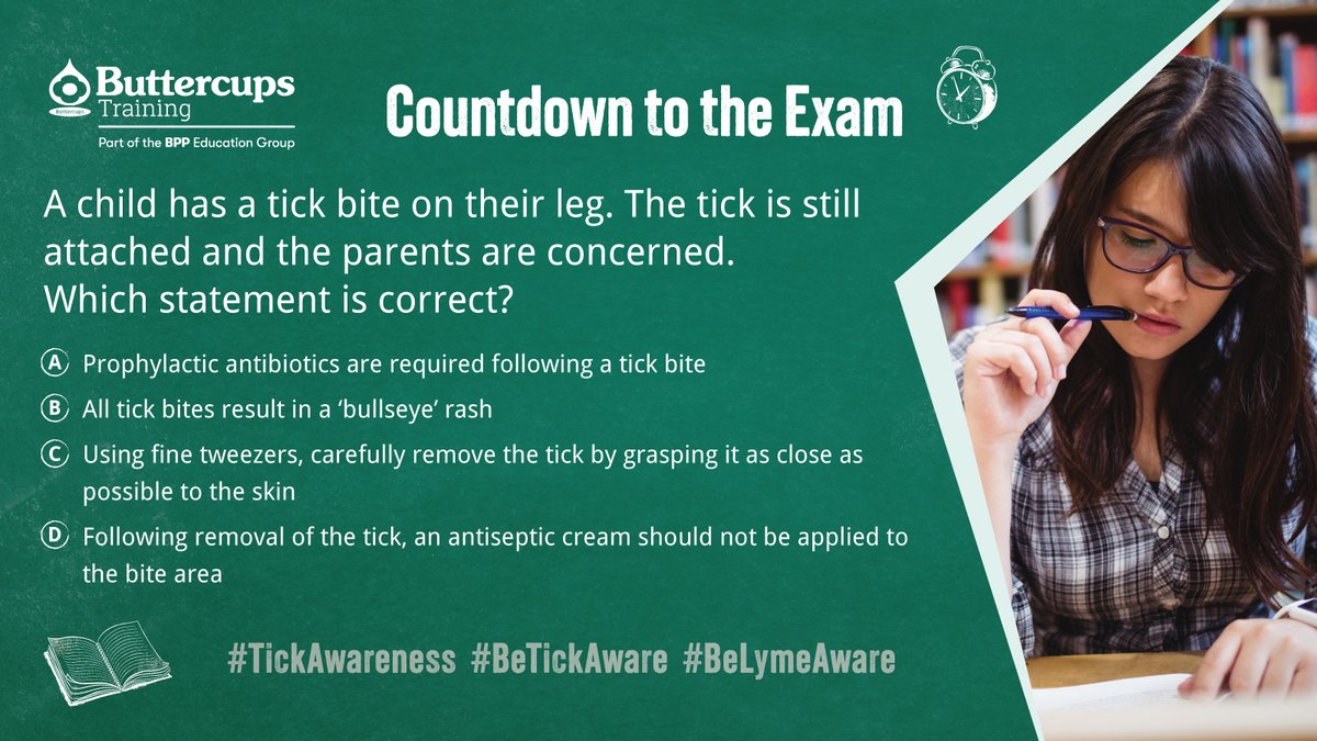 The countdown to the exam has begun!
Keep an eye on our page to test your knowledge and get exam tips, starting with a question about a tick bite.
The answer will be revealed tomorrow!