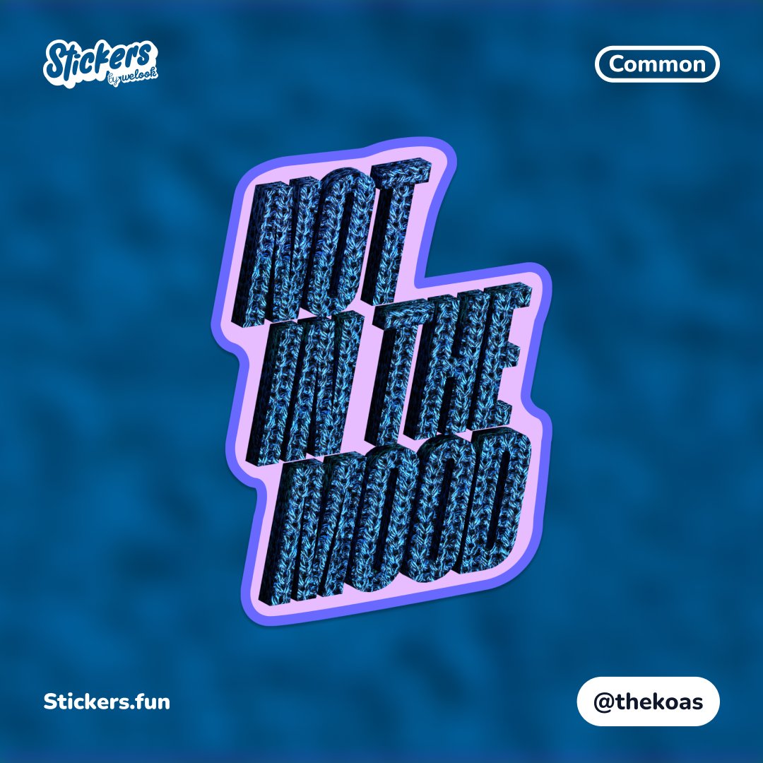 Common Sticker #214 is now live! 🙂

Designed by <a href="/Koalico3d/">Ailén</a>, this exciting release comes as a result of a community vote on Stickers.fun/voting 🗳️🫲

Link 👉 stickers.fun/s/common-214

Remember that this auction will only last for 24hs ⏰

Let's play with Stickers!