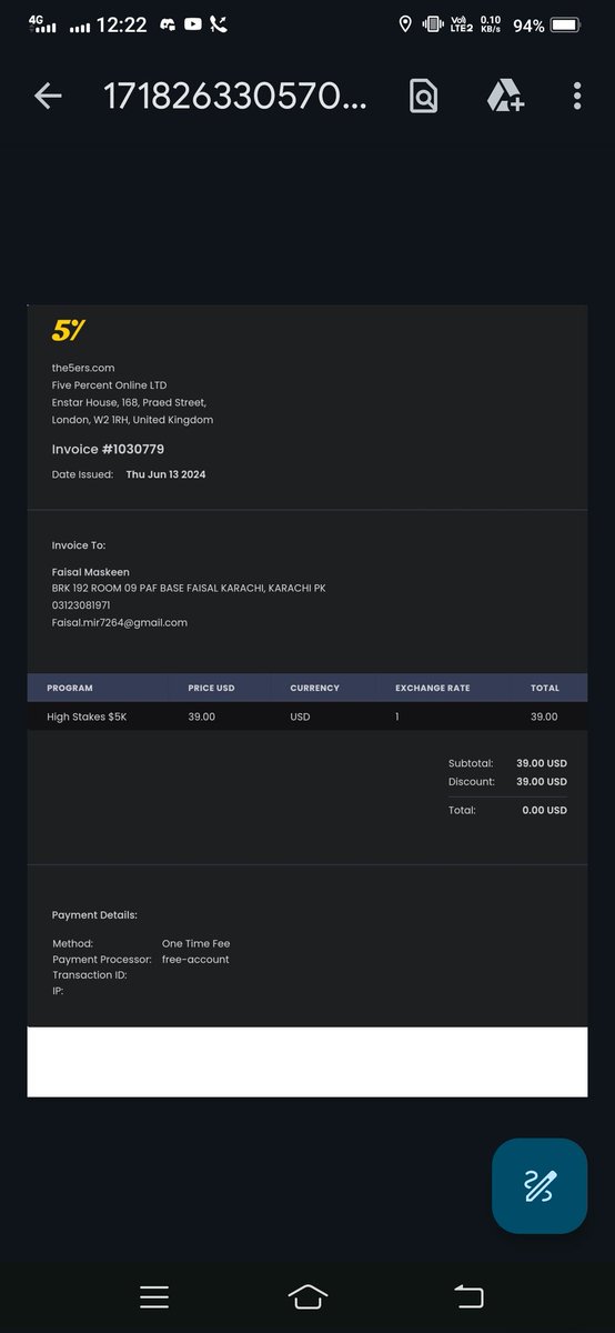 FaisalMir_Fx's tweet photo. Received free account by @PropFirmMatch point Reedem option.
I preferred @the5erstrading due to its friendly trading conditions.
Thanks @PropFirmMatch .
#loyaltypoint https://t.co/OSht8LgPk8