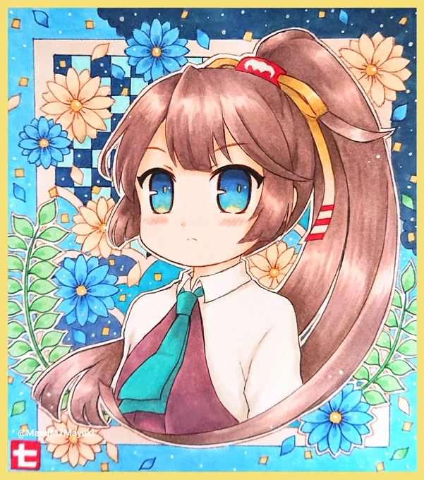 小さい色紙に風雲ちゃん描きました #艦これ #風雲 