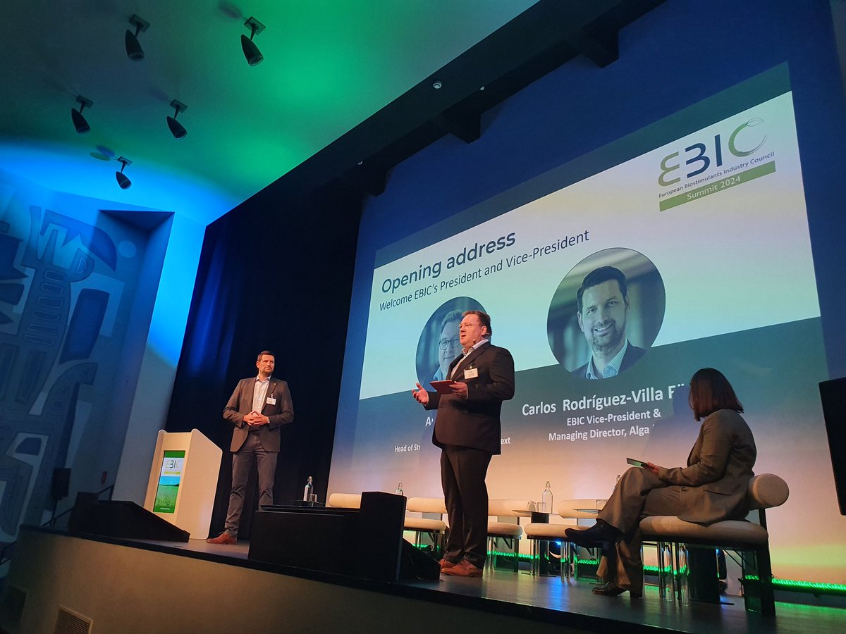 biostimulantsEU's tweet image. Our #EBICSummit 2024 is underway! Our moderator  @NatashaFoote gives the floor to our President @arne_pingel and our VP Carlos Rodriguez-Villa Forster to kick off today's discussions on 🌱 Opportunities for more resilient food systems in the face of volatility 🌱 #biostimulants